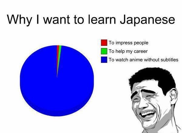 why I want to Learn Japanese pie chart watch anime without subtitles
